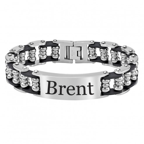 Stainless Steel Men's High Polished Personalized Bracelet (15x43mm)