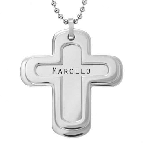 Stainless Steel Personalized Cross Pendant (49x47mm)