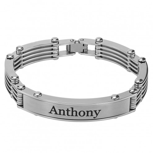 Stainless Steel Brushed Finish Personalized Bracelet (11x52mm)