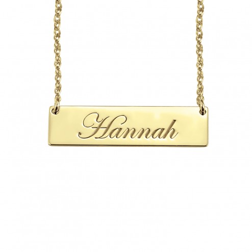 Rectangle Cursive Name Necklace 7 x 30 mm Personalized Jewelry