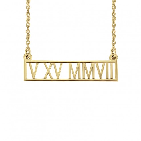 Roman Numeral Date Necklace 8 x 35 mm Personalized Jewelry