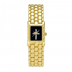 Ladies Diamond Cross Gold Tone Watch
