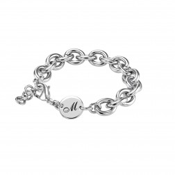 Stainless Steel Initial Personalized Link Bracelet (15mm)