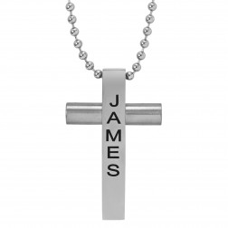 Stainless Steel Personalized Cross Pendant (40x25mm)