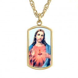 Stainless Steel Yellow Tone Personalized Jesus Pendant (25x20mm)