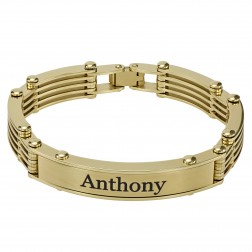Stainless Steel Yellow Tone Brushed Finish Personalized Bracelet (11x52mm)