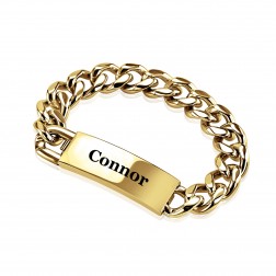 Stainless Steel Curb ID Bracelet in Yellow (220x15x15mm)