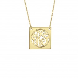 Alison and Ivy Large Scripted Square Monogram Necklace (15mm)
