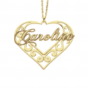 Heart Scroll Name Necklace 35 x 40 mm Personalized Jewelry