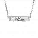 White Diamond Accent Bar Name Necklace (6x24mm) Personalized Jewelry